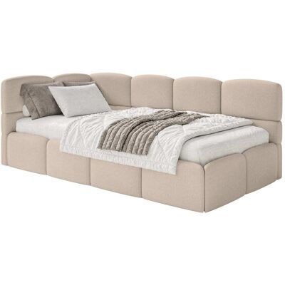 Selsey Lit ado 120x200, tête de lit à gauche, matelas, chenille beige - Publicité Selsey Lit ado 120x200, tête de lit à gauche, matelas, chenille beige - Publicité