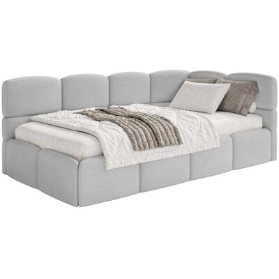 Selsey Lit ado 120x200, tête de lit à droite, matelas, chenille gris clair - Publicité Selsey Lit ado 120x200, tête de lit à droite, matelas, chenille gris clair - Publicité