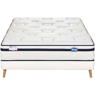 Simmons Ensemble l'incomparable, matelas hybride 140x190, ferme, h27 + sommier - Publicité Simmons Ensemble l'incomparable, matelas hybride 140x190, ferme, h27 + sommier - Publicité