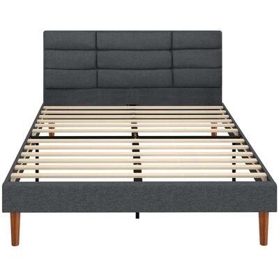 Homcom Cadre de lit 140 x 200 cm avec sommier bois rangement au-dessous gris - Publicité Homcom Cadre de lit 140 x 200 cm avec sommier bois rangement au-dessous gris - Publicité