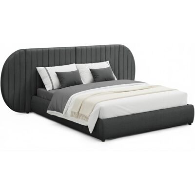 Menzzo Lit-coffre complet avec tête de lit modulable 160x200cm tissu gris - Publicité Menzzo Lit-coffre complet avec tête de lit modulable 160x200cm tissu gris - Publicité
