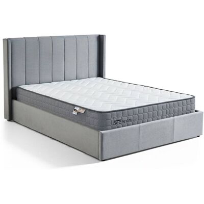 Menzzo Pack lit-coffre + matelas bedream 160x200cm velours gris - Publicité Menzzo Pack lit-coffre + matelas bedream 160x200cm velours gris - Publicité