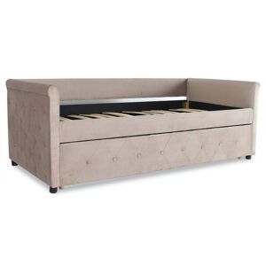 Menzzo Lit simple gigogne velours taupe
