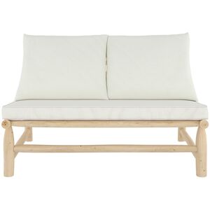 Rendez-Vous Deco Banquette de jardin 2 places en teck et coussins blanc casse