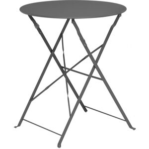 Wadiga Table jardin ronde pliable metal gris bistrot 60x60x70cm