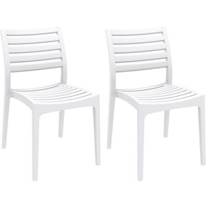 CLP Lot de 2 chaises de jardin empilables en plastique Blanc