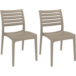 CLP Lot de 2 chaises de jardin empilables en plastique Boue