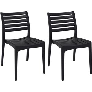 CLP Lot de 2 chaises de jardin empilables en plastique Noir