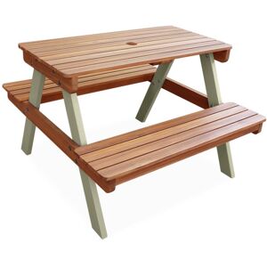 sweeek Table de pique-nique bois enfant, vert de gris