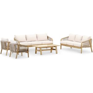 Defora Home Salon de jardin bois et ceramique beige 125x65