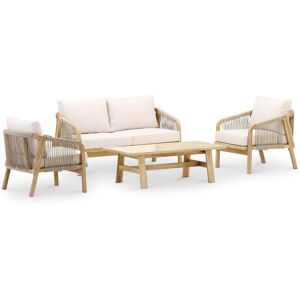 Defora Home Salon de jardin 4 places en ceramique beige 125x65