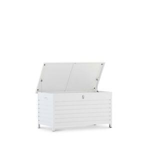 Defora Home Coffre de jardin avec roues aluminium blanc 141x73x74cm