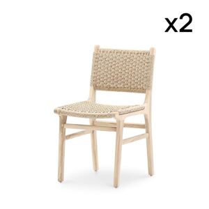 Defora Home Pack 2 chaises de jardin en teck et rotin synthetique