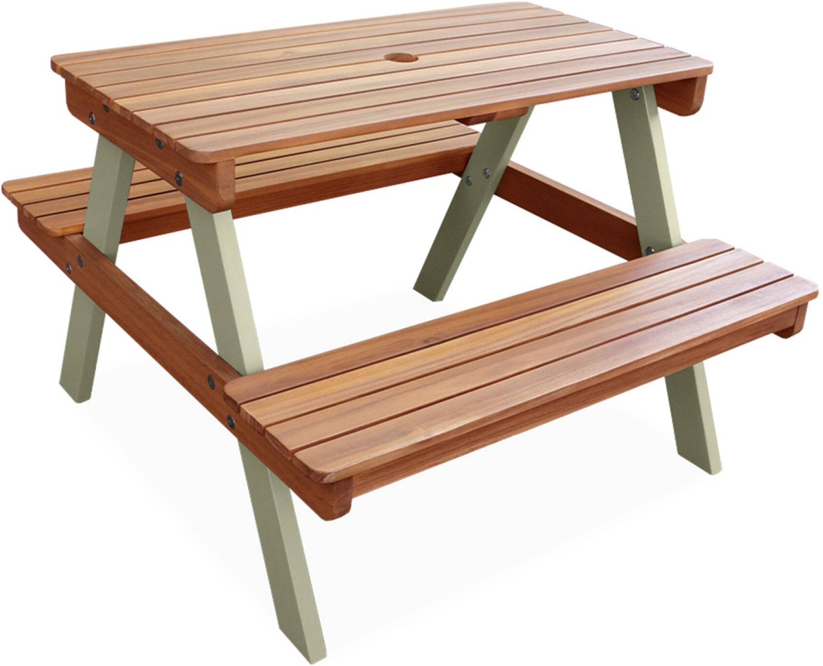 sweeek Table de pique-nique bois enfant, vert de gris