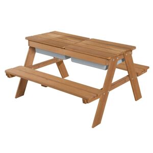 roba Table de pique-nique pour 4 enfants en bois teck avec 2 bacs