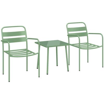 Outsunny Ensemble bistrot de jardin 3 pièces table chaises acier galvanisé vert - Publicité Outsunny Ensemble bistrot de jardin 3 pièces table chaises acier galvanisé vert - Publicité