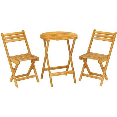 Outsunny Ensemble de bistrot pliable 3 pièces 2 places bois d'acacia naturel - Publicité Outsunny Ensemble de bistrot pliable 3 pièces 2 places bois d'acacia naturel - Publicité