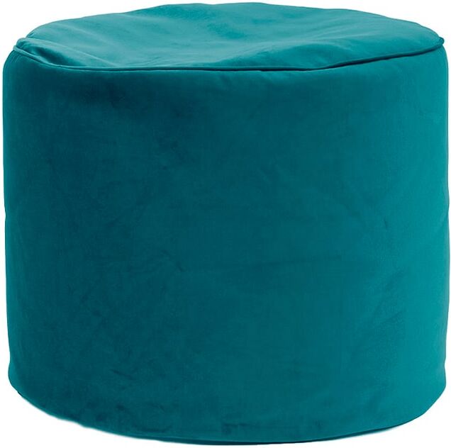 Jumbo Bag Pouf rond d'intérieur en velours bleu paon