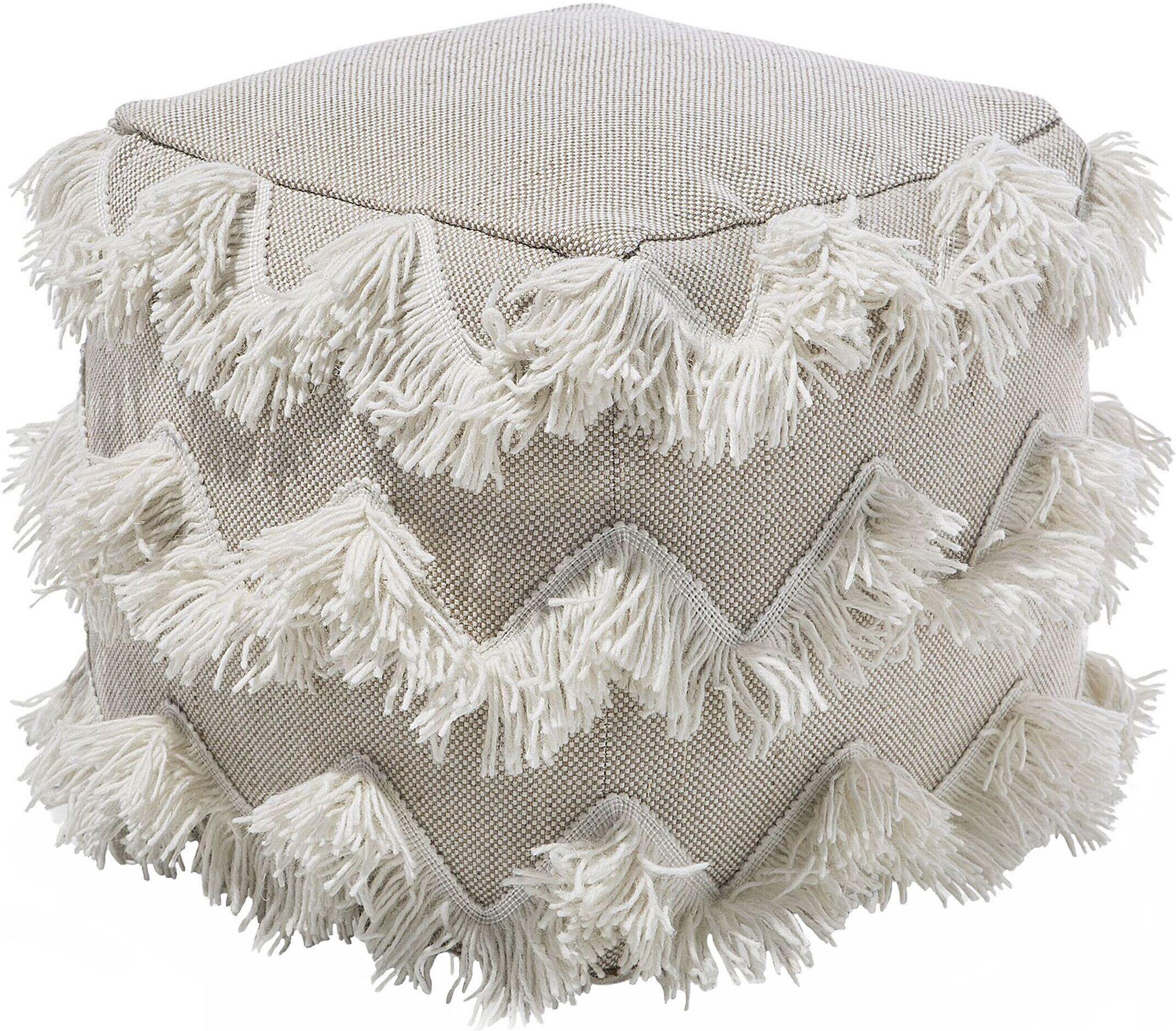 Beliani Pouf en laine et coton beige 44 x 45 cm