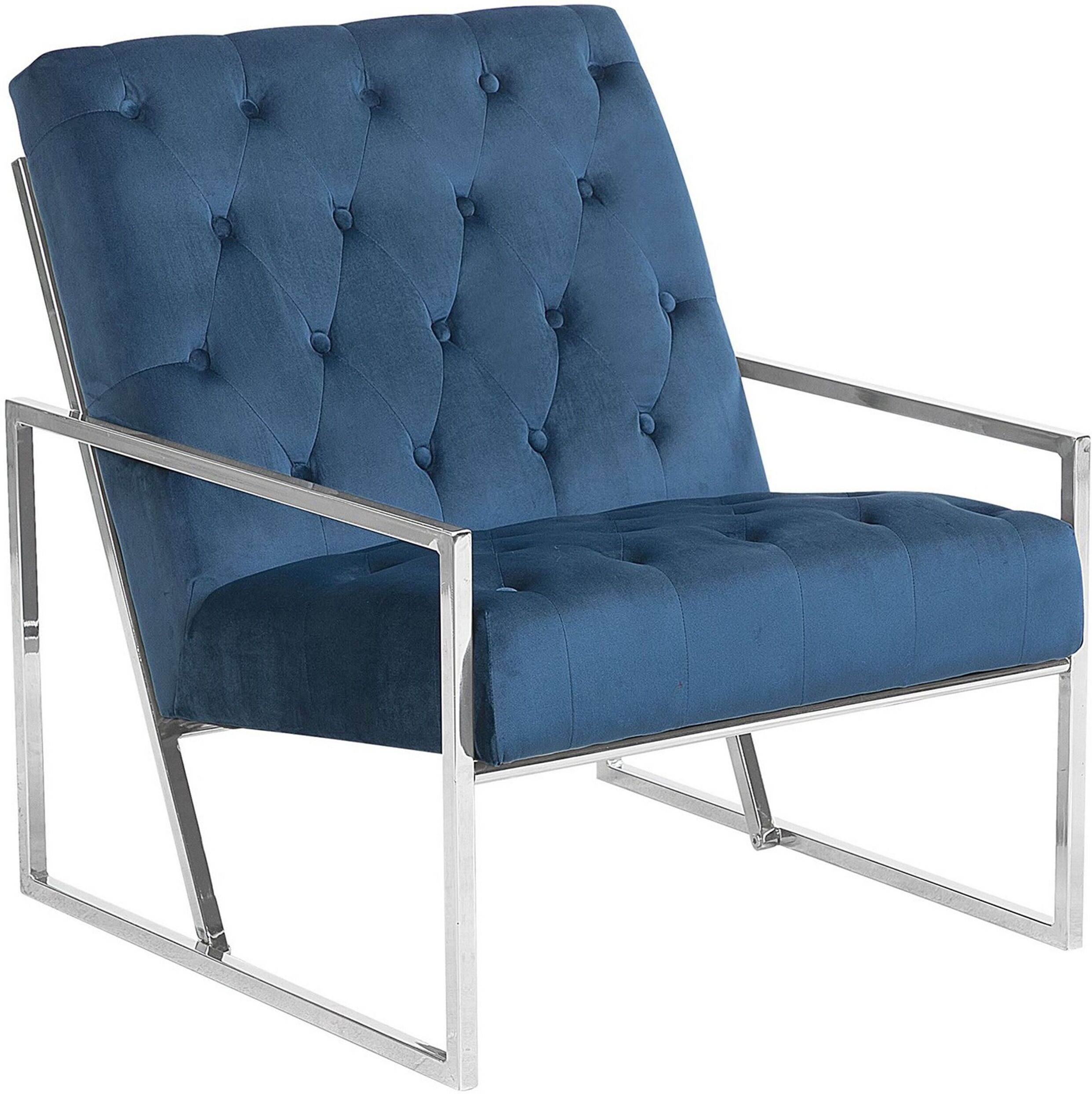 Beliani Fauteuil en velours bleu foncé