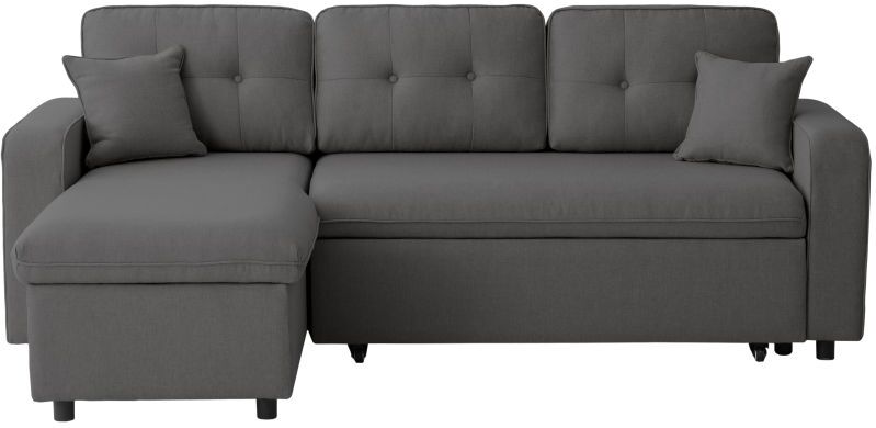 Usinestreet Canapé d'angle 3 places convertible réversible en tissu - Gris foncé