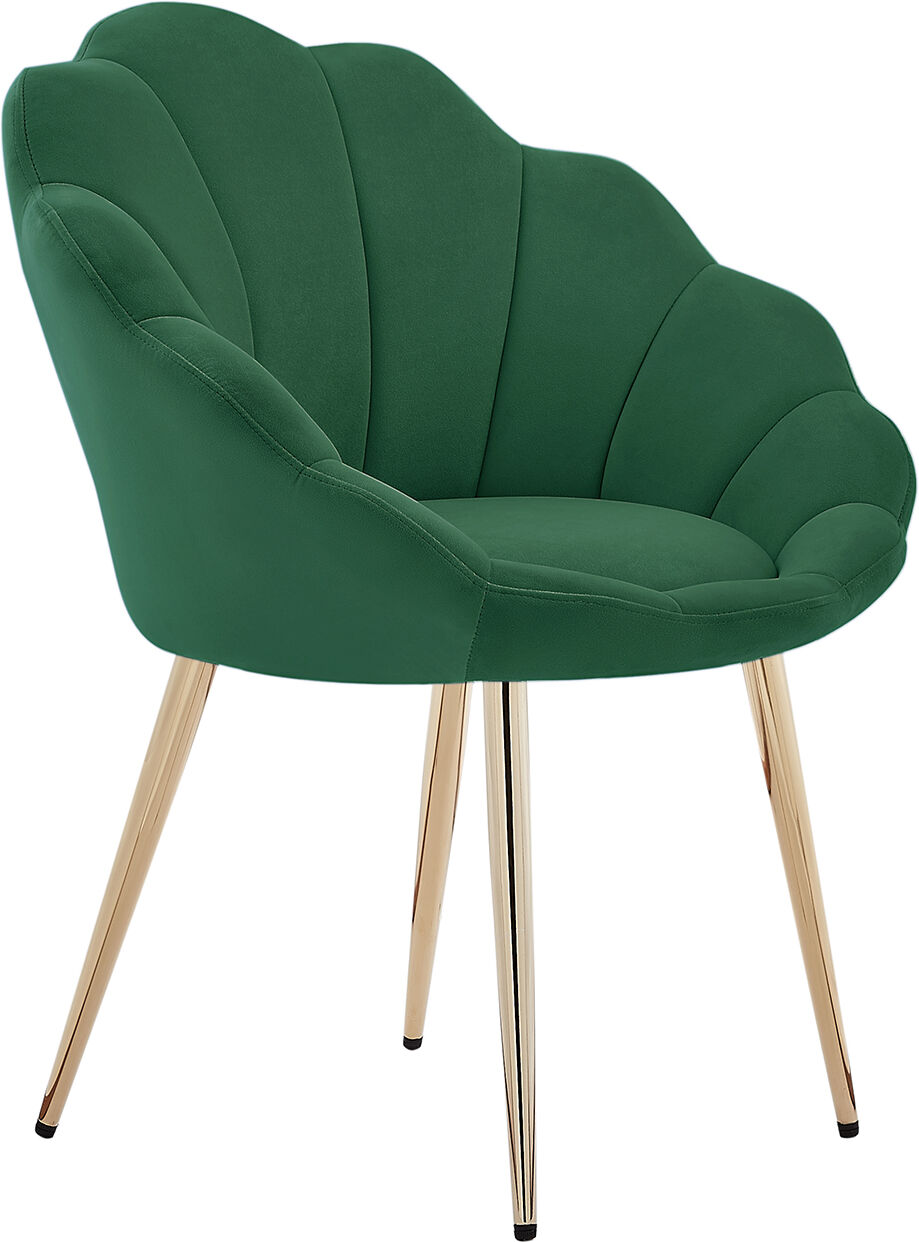 Baita Fauteuil velours vert sapin avec piétement doré