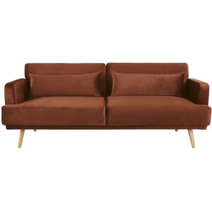 Maisons du Monde Canape clic-clac 4 places en velours marron ecureuil