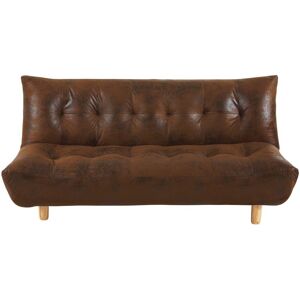 Maisons du Monde Canape clic-clac capitonne 3 places en microsuede marron