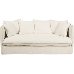 Maisons du Monde Canape convertible 3/4 places en lin lave blanc