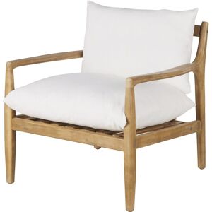 Maisons du Monde Fauteuil en bois d'acacia coussins en coton et lin ecrus