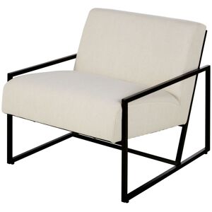 Maisons du Monde Fauteuil en coton beige et pieds en metal noir