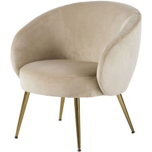 Maisons du Monde Fauteuil en velours beige et pieds en metal dore