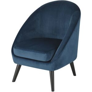 Maisons du Monde Fauteuil vintage en velours bleu nuit et hevea massif