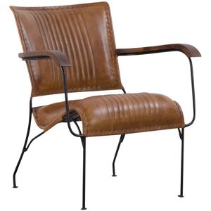 Made in Meubles Fauteuil en cuir et croute de cuir marron 65.5 cm