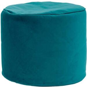 Jumbo Bag Pouf rond d'interieur en velours bleu paon