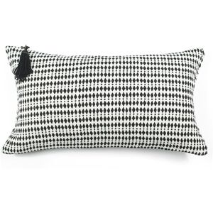 Lo de Manuela AFRIQUE - Coussin en lin pur lave Kalahariblanc noir 30x50