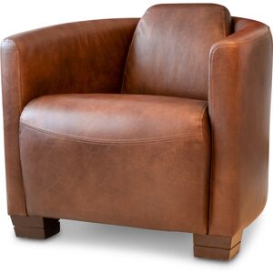 PIB Fauteuil club en cuir marron