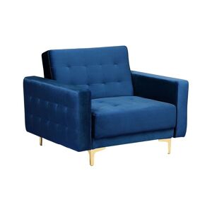 Beliani Fauteuil en velours bleu marine