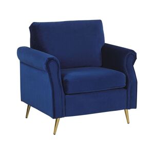 Beliani Fauteuil en velours bleu cobalt