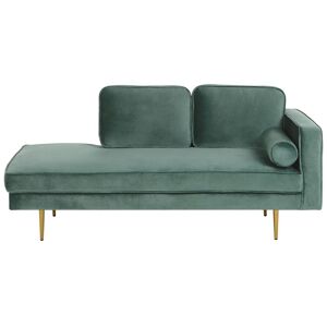 Beliani Chaise longue en velours vert menthe côte droit