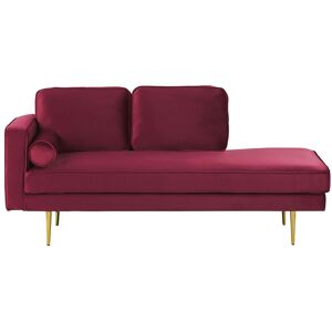 Beliani Chaise longue en velours rouge fonce côte gauche