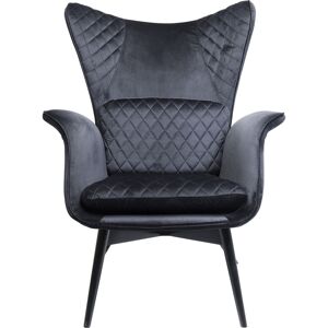 Kare Design Fauteuil en velours noir et hetre laque