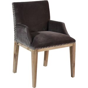 Robin des Bois KENZA - Fauteuil de table en velours et en bois cloute gris rhino