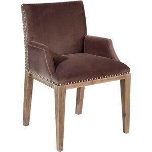 Robin des Bois KENZA - Fauteuil de table en velours et en bois cloute taupe