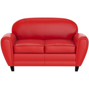 Rendez-Vous Deco Canape 2 places rouge en croute de cuir enduite