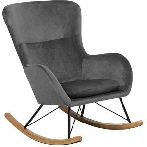 Beliani Chaise a bascule en velours gris fonce