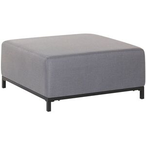 Beliani Pouf ottoman de jardin en tissu gris pieds noirs