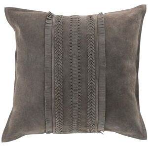 LANADECO Coussin carre cuir gris 45x45