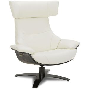 My New Design Fauteuil en cuir et chene noir - Cuir Blanc