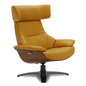 My New Design Fauteuil en cuir et chene Naturel - Cuir Jaune